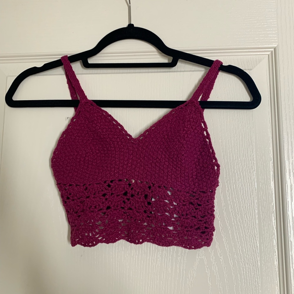 Pink crochet festival top